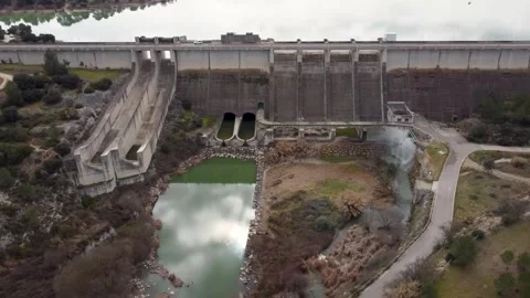 Bellus gravity dam for irrigation and water containment, in Valencia, Spain Stock Footage 255849890