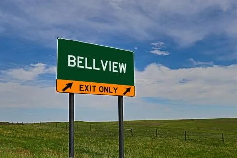 BELLVIEW US Highway Exit Only Sign Stock Photos