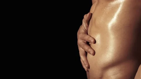 Belly becomes a torso Stock Footage 85853313