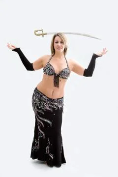 Belly dancer in black Stock Photos