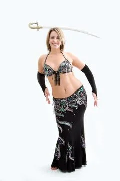 Belly dancer in black Stock Photos