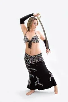 Belly dancer in black Stock Photos