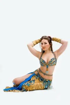 Belly dancer in blue Stock Photos