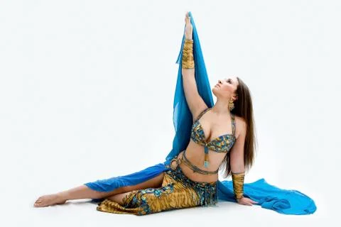 Belly dancer in blue Stock Photos