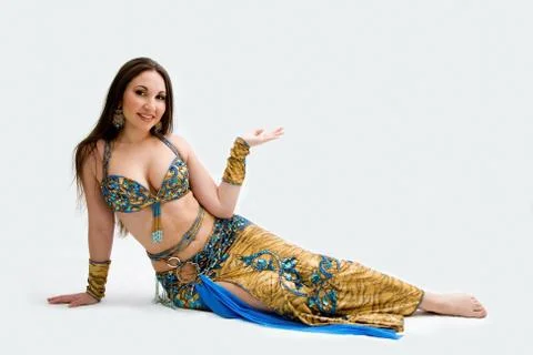 Belly dancer in blue Stock Photos