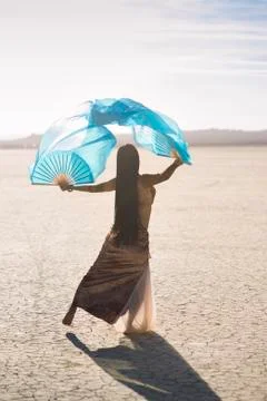 Belly Dancer in the Desert Stock Photos