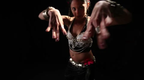 Belly dancer looking camera Stock Footage 1075424
