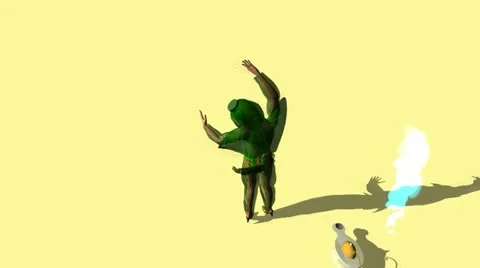 Belly Dancer Performs (Yellow Background with Various Camera Angles) Stock Footage