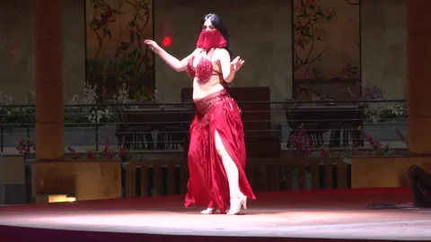 Belly Dancer in Red Costume 2 Video stock 306321471