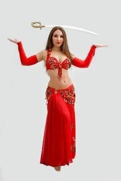 Belly dancer in red Stock Photos