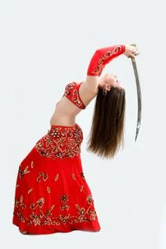 Belly dancer in red Stock Photos