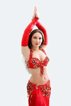 Belly dancer in red Stock Photos