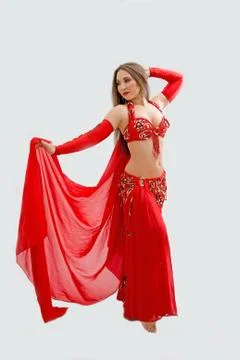 Belly dancer in red Stock Photos