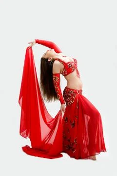 Belly dancer in red Foto stock
