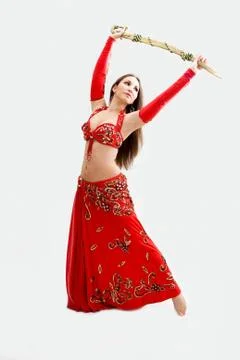 Belly dancer in red Foto stock