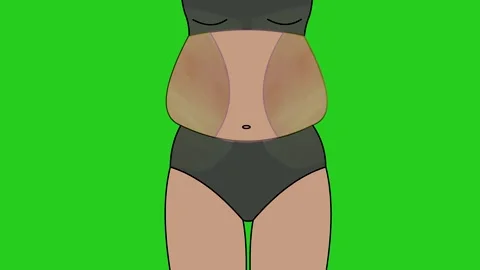 Belly fat burning process under skin body layers animation Stock Footage 334858157
