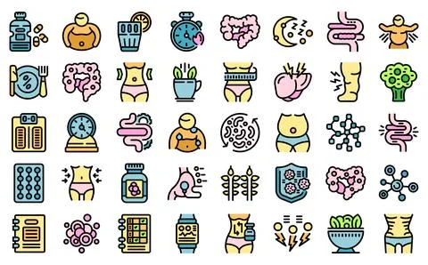 Belly icons set vector flat Stock Illustration
