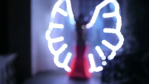 Bellydancer with led light butterfly Stock Footage 80129739