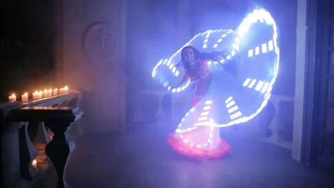 Bellydancer with led light butterfly Video stock 80130096