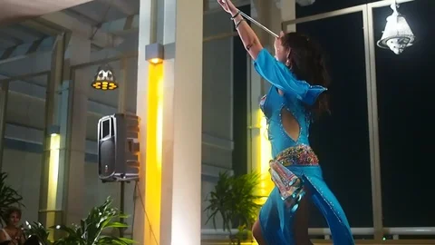 Bellydancer Lorna with Stick Stock-Footage 89124918
