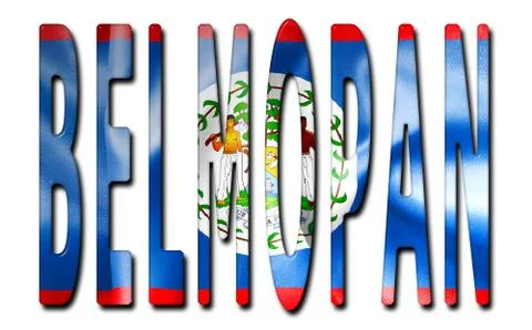 Belmopan Word With Flag Texture イラスト素材