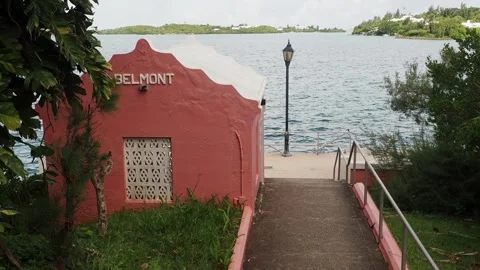 Belmount Ferry dock looking over Bermuda's Great Sound. Video stock 245448188