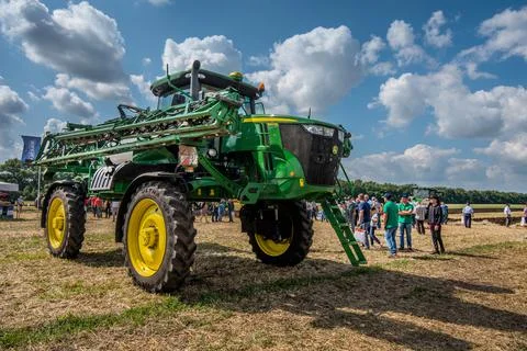 Belogorye, Khmelnytsky region, UKRAINE - August 19, 2021: John Deere self-pro Stock Photos