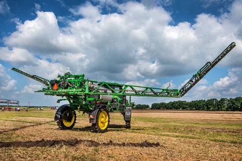Belogorye, Khmelnytsky region, UKRAINE - August 19, 2021: John Deere sprayer  Stock Photos