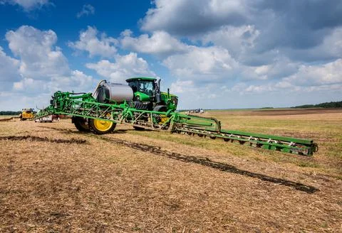 Belogorye, Khmelnytsky region, UKRAINE - August 19, 2021: John Deere self-pro Stock Photos