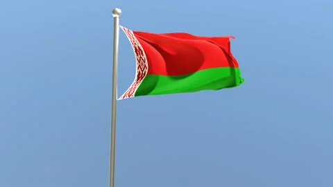 Belorussian flag on flagpole. Belarus flag fluttering in the wind.	 Stock Footage 168476594