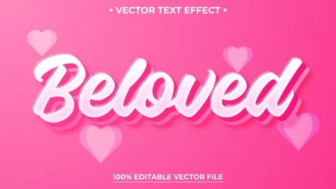 Beloved 3d editable text effect Pink text effect mockup template for Valentin 스톡 일러스트