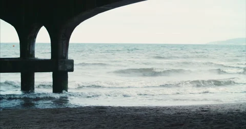 Below Bournemouth Pier 스톡 동영상 68351118