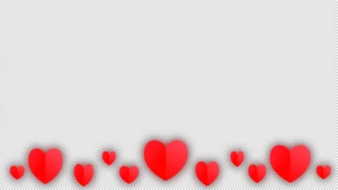 Below, on a transparent background, red glowing hearts of different sizes appear Stock Footage 201319315