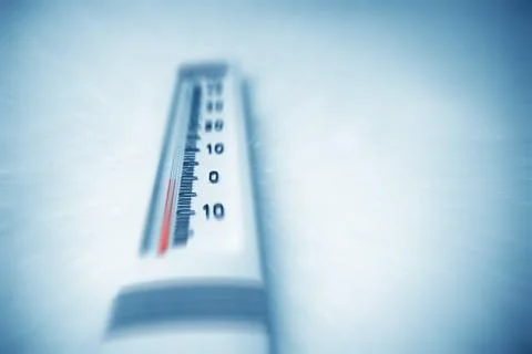 Below zero. thermometer indicating minus temperature in cold winter. Stock Photos