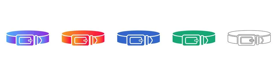 Belt Accessory Icons in Multiple Gradient Styles Illustrazione stock