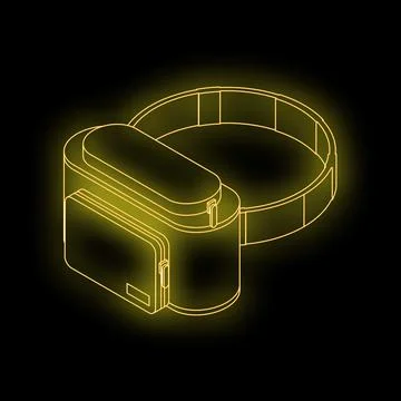 Belt bag glowing on black background, fashion and travel accessory Stock Illustration