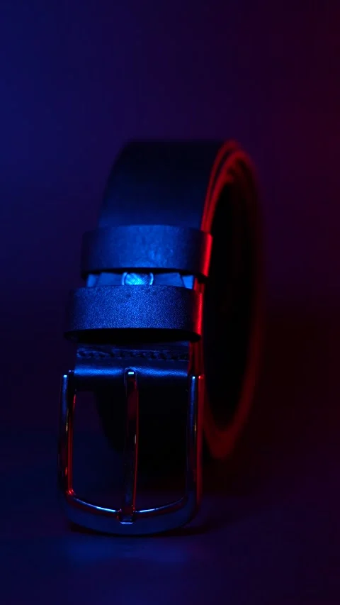 Belt on a black background for advertising Stock Footage 293100147