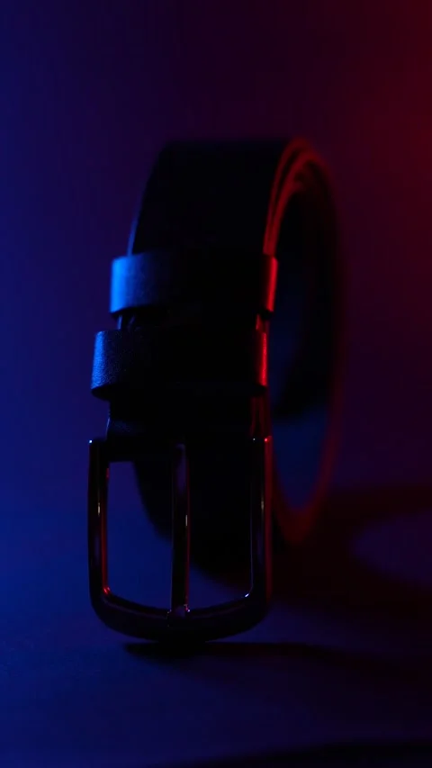 Belt on a black background for advertising Stock Footage 293100148