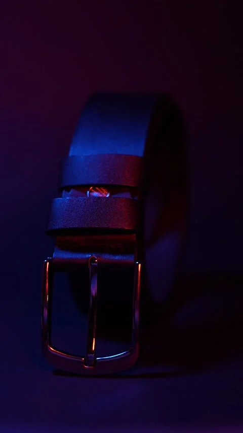 Belt on a black background for advertising Stock Footage 293100149