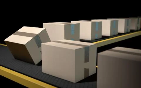 Belt Conveyor With Boxes Illustrazione stock