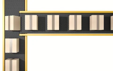 Belt Conveyor With Boxes Stock Illustration