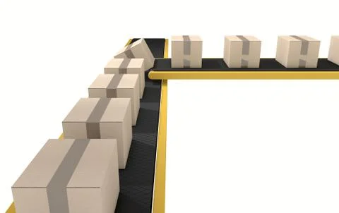 Belt Conveyor With Boxes Stock Illustration