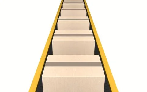Belt Conveyor With Boxes Illustrazione stock