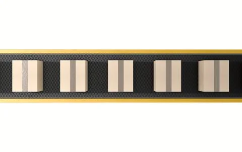 Belt Conveyor With Boxes Stock Illustration