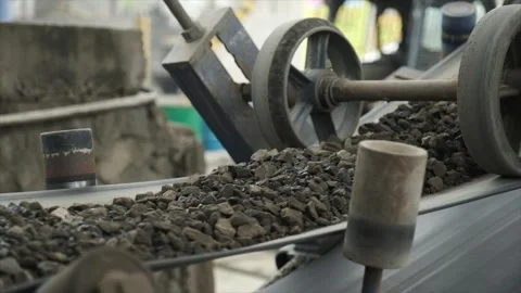 Belt Conveyor, Cold Elevator and hopper to supply cold aggregate from cold Stock Footage 255334223