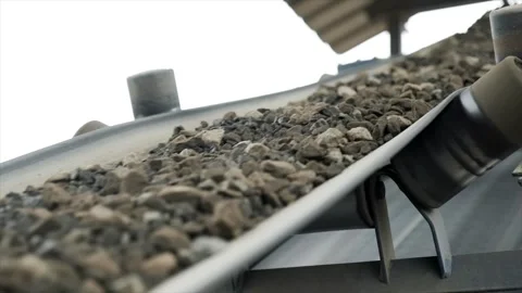 Belt Conveyor, Cold Elevator and hopper to supply cold aggregate from cold Stock Footage 255334465
