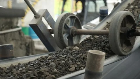 Belt Conveyor, Cold Elevator and hopper to supply cold aggregate from cold Stock Footage 255334497