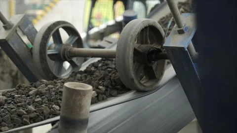 Belt Conveyor, Cold Elevator and hopper to supply cold aggregate from cold Stock Footage 255334561
