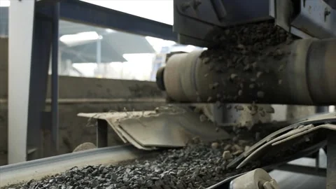 Belt Conveyor, Cold Elevator and hopper to supply cold aggregate from cold Stock Footage 255334586