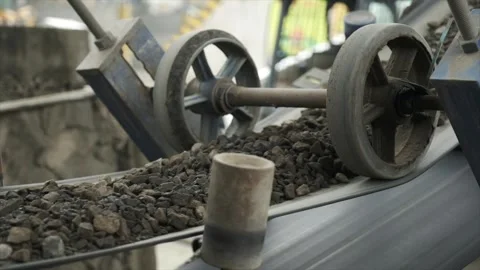 Belt Conveyor, Cold Elevator and hopper to supply cold aggregate from cold Stock Footage 255334594